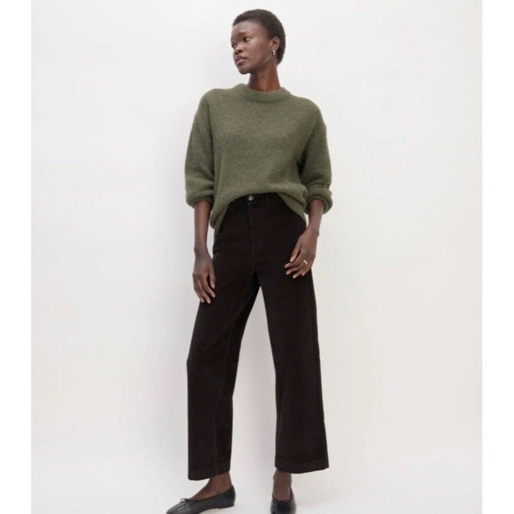 Everlane Pants Women’s 6 Black The Corduroy Wide-Leg Pant Stretch Zip Fly Casual